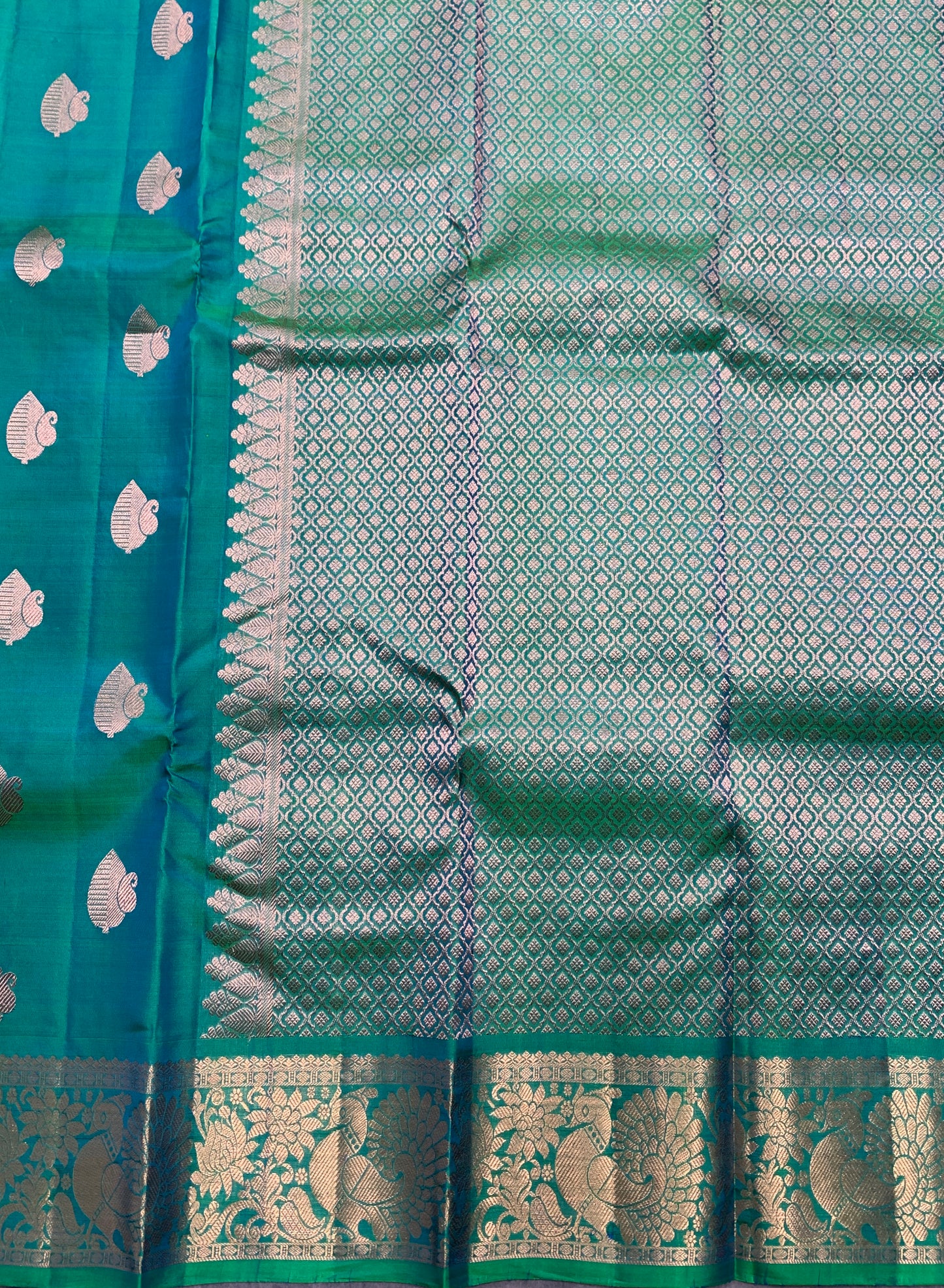 Pure Kanchipuram Silk Saree Dual Colour Shade with Self Border