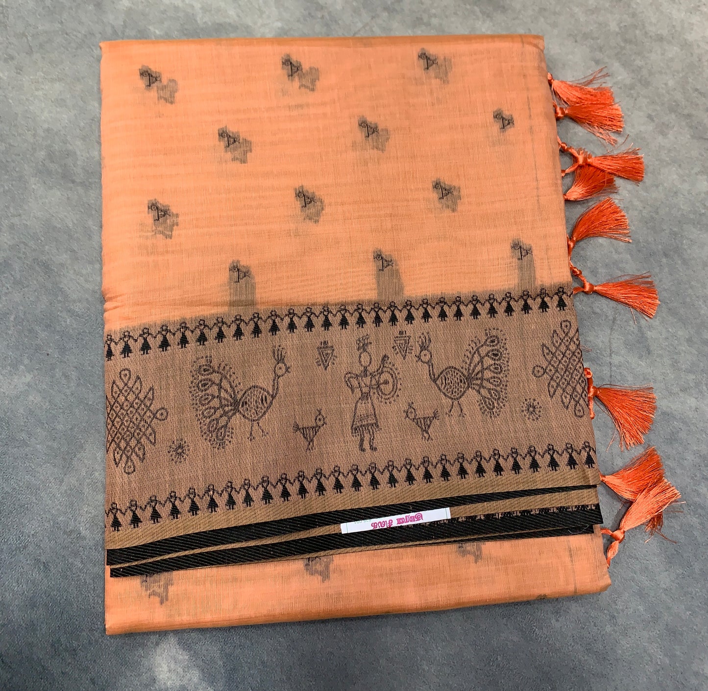 Banaras Katan Saree Orange Colour with Katan Work Border