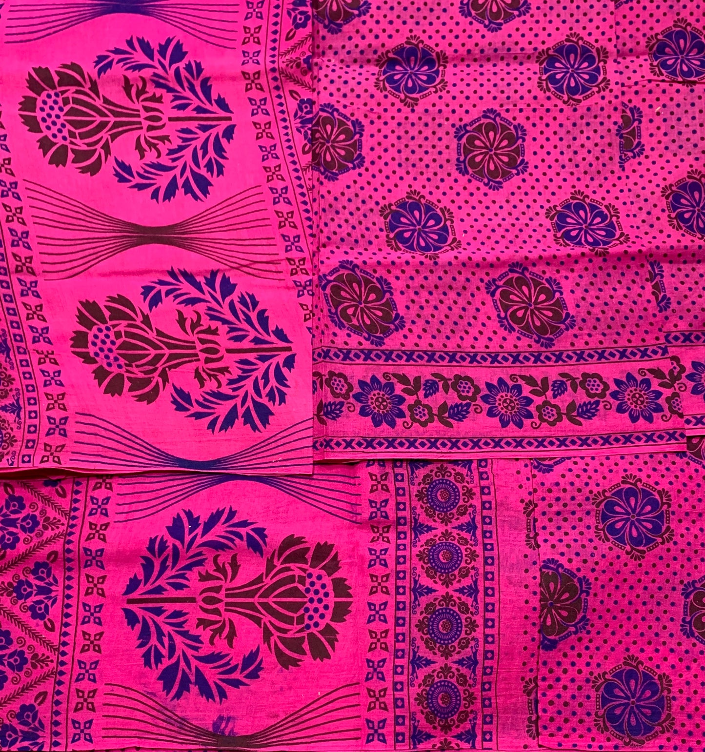Chettinad Sungudi Cotton Pink Colour with Floral Design Border