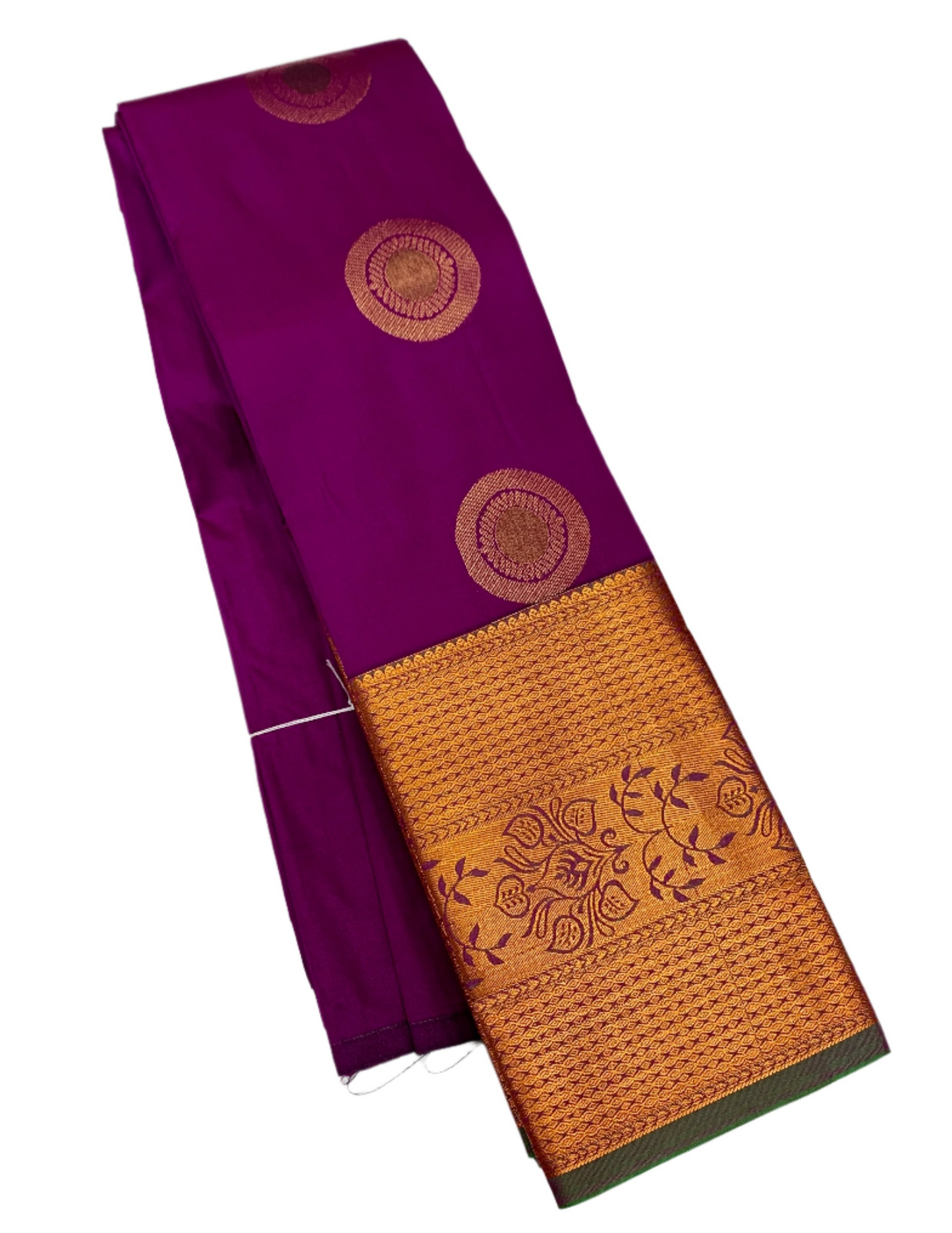 Vegan Silk Saree Magenta shade with Golden Zari Border