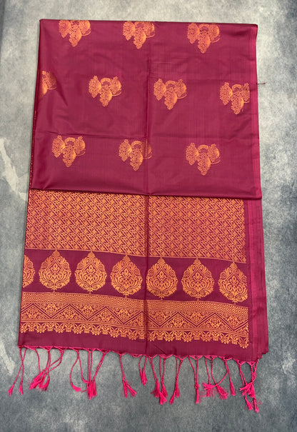 Art Silk Saree Magenta Pink Colour with Borderless