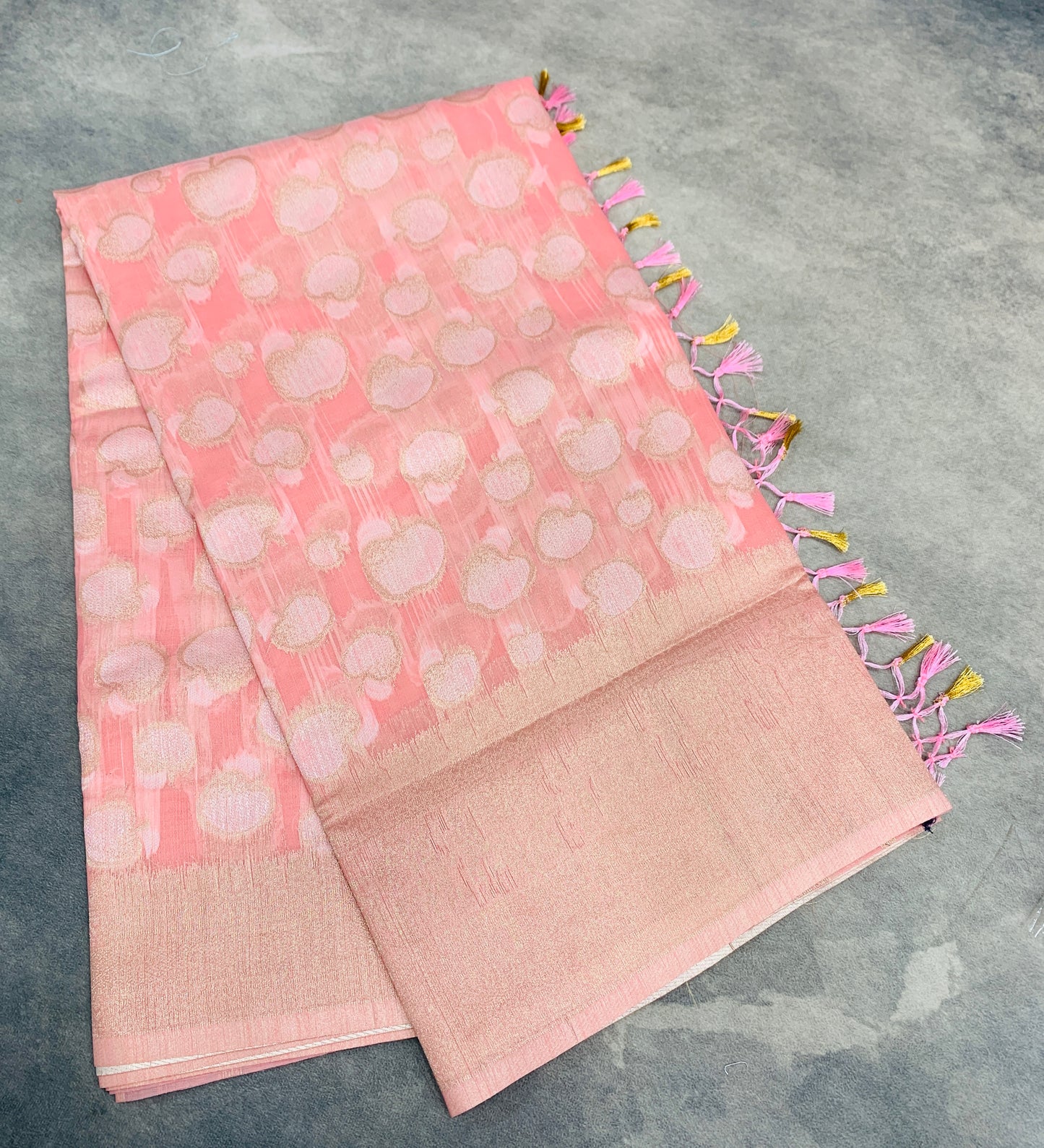 Banaras Katan Saree Baby Pink Colour with Katan Work Border