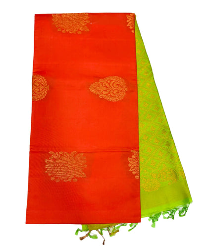 Soft Silk Saree Salmon Colour with Copper border