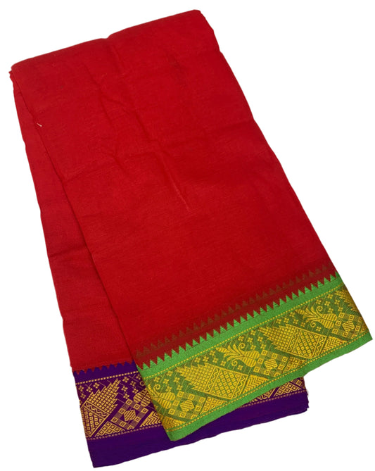 Red Colour Cotton Dhoti 9X5