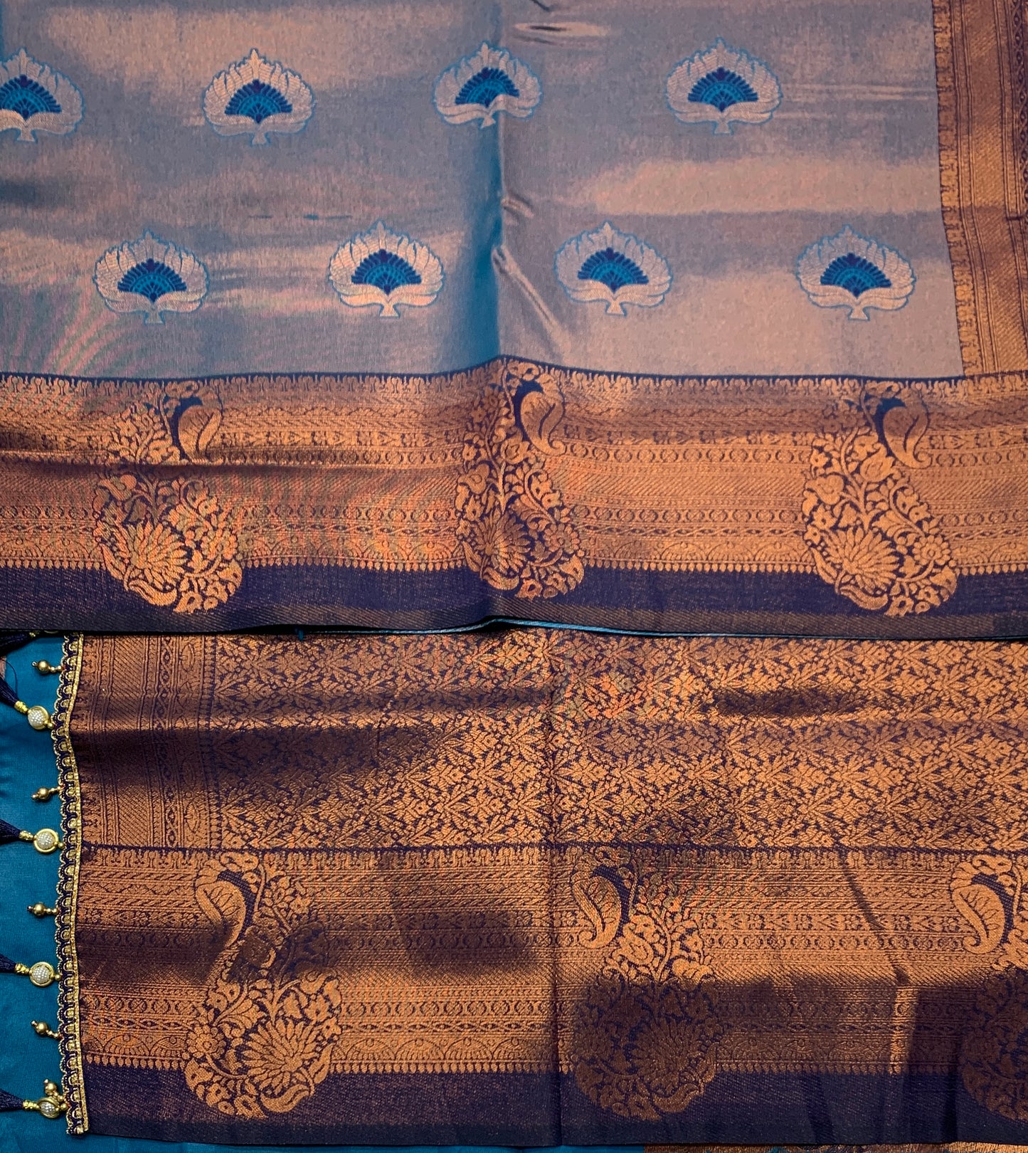 Art Silk Saree Sky Blue Colour with Blue Border