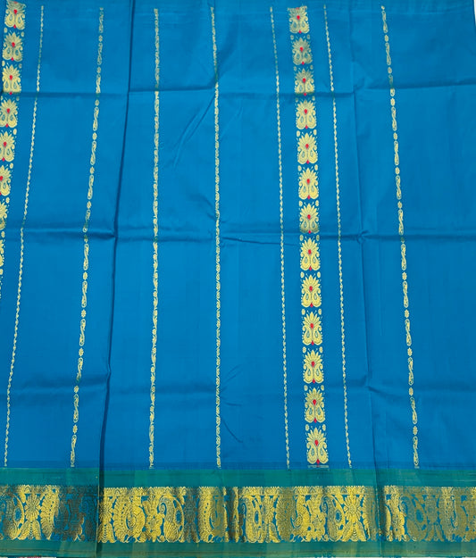 Sky Blue shade Semi silk Kids Pattu Pavadai with Self border for age 5 to 10