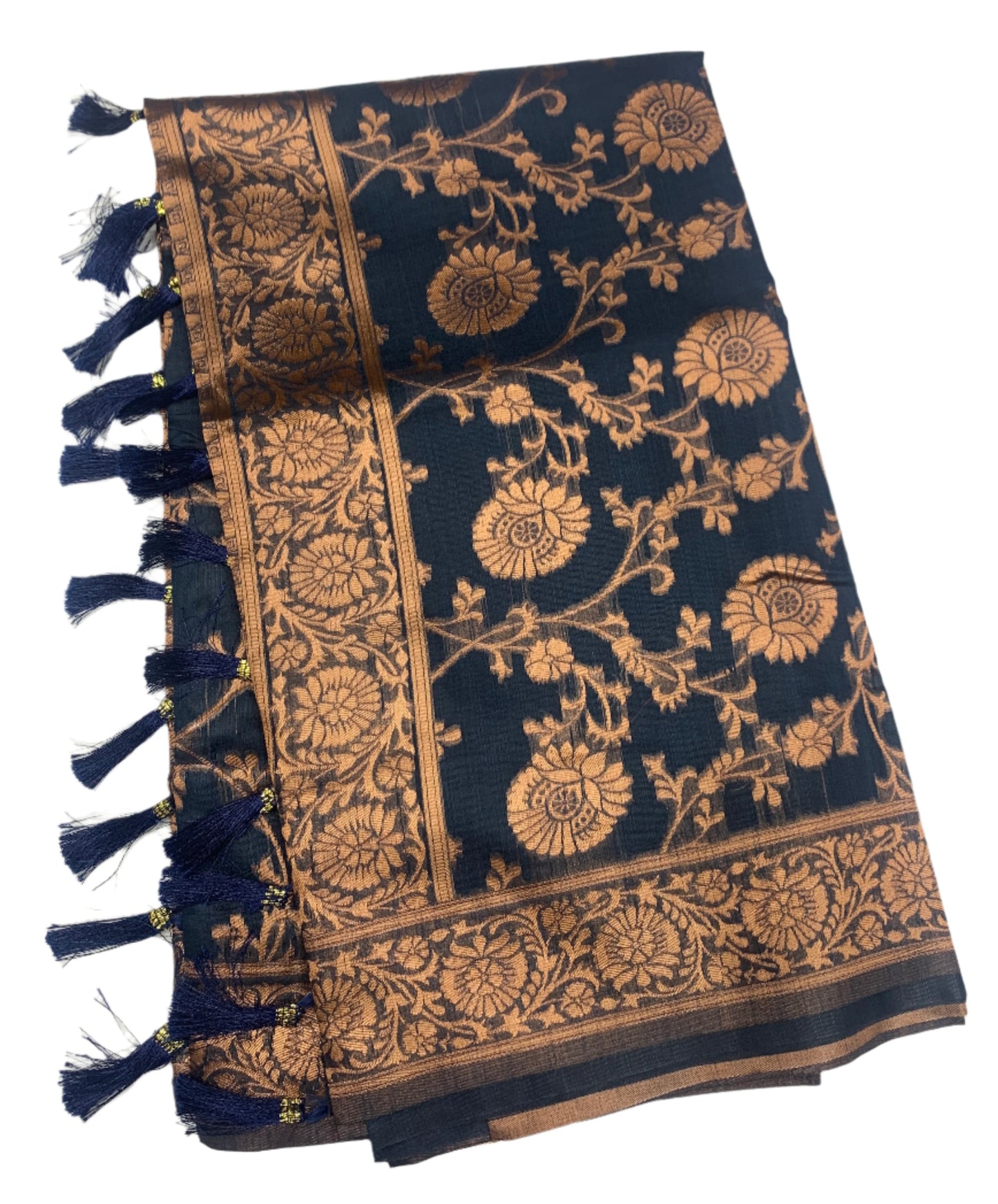 Banaras Katan Saree Navy Blue Colour