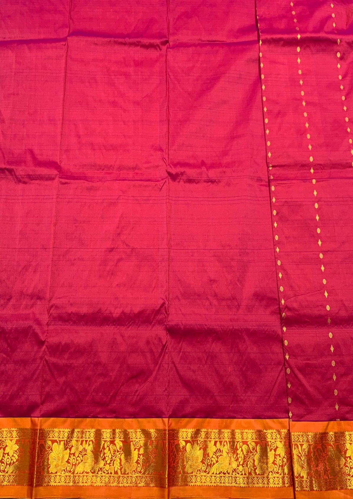 Magenta Pink shade Semi Silk Kids Pattu Pavadai with Contrast border for age above 10 years