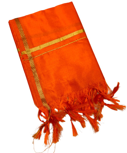 Silk Pooja Towel Orange Colour