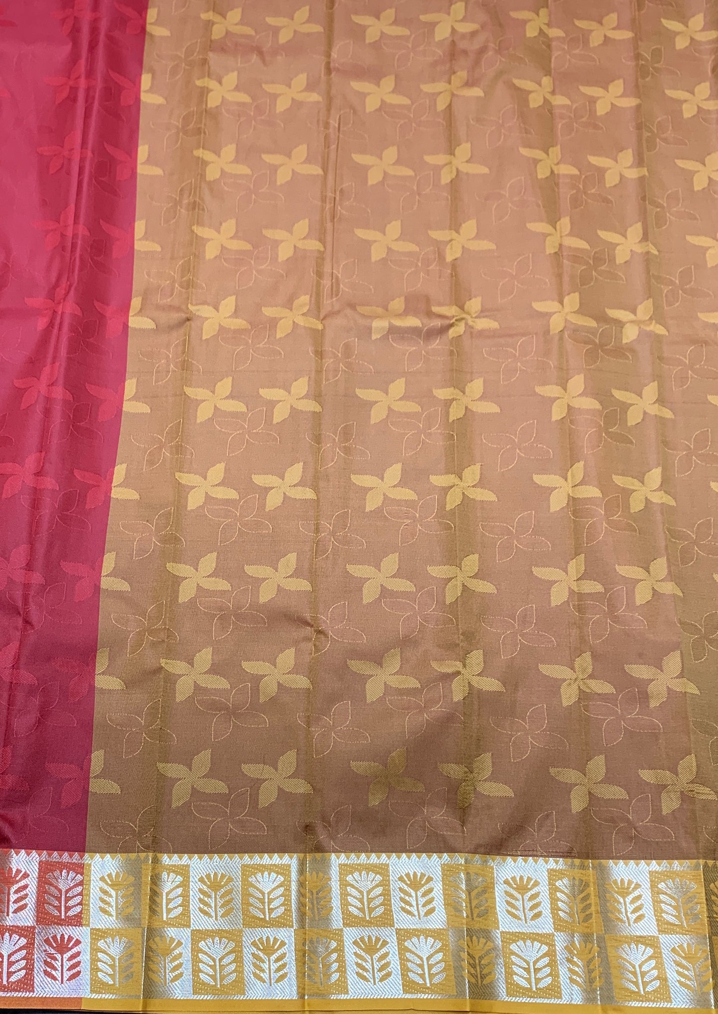 Synthetic Cotton Saree Maroon Colour with Sliver Colour Border