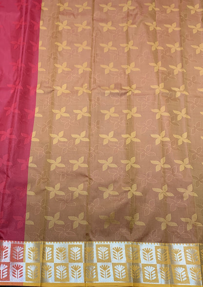 Synthetic Cotton Saree Maroon Colour with Sliver Colour Border