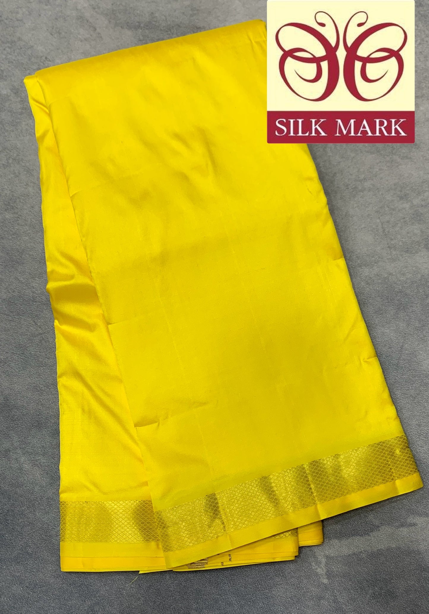 9X5 Pure Silk Lime Yellow Colour Dhoti with Golden Zari Border