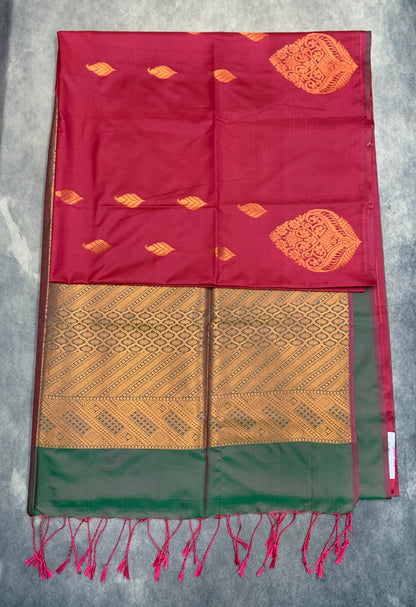 Art Silk Saree Maroon Colour with Borderless