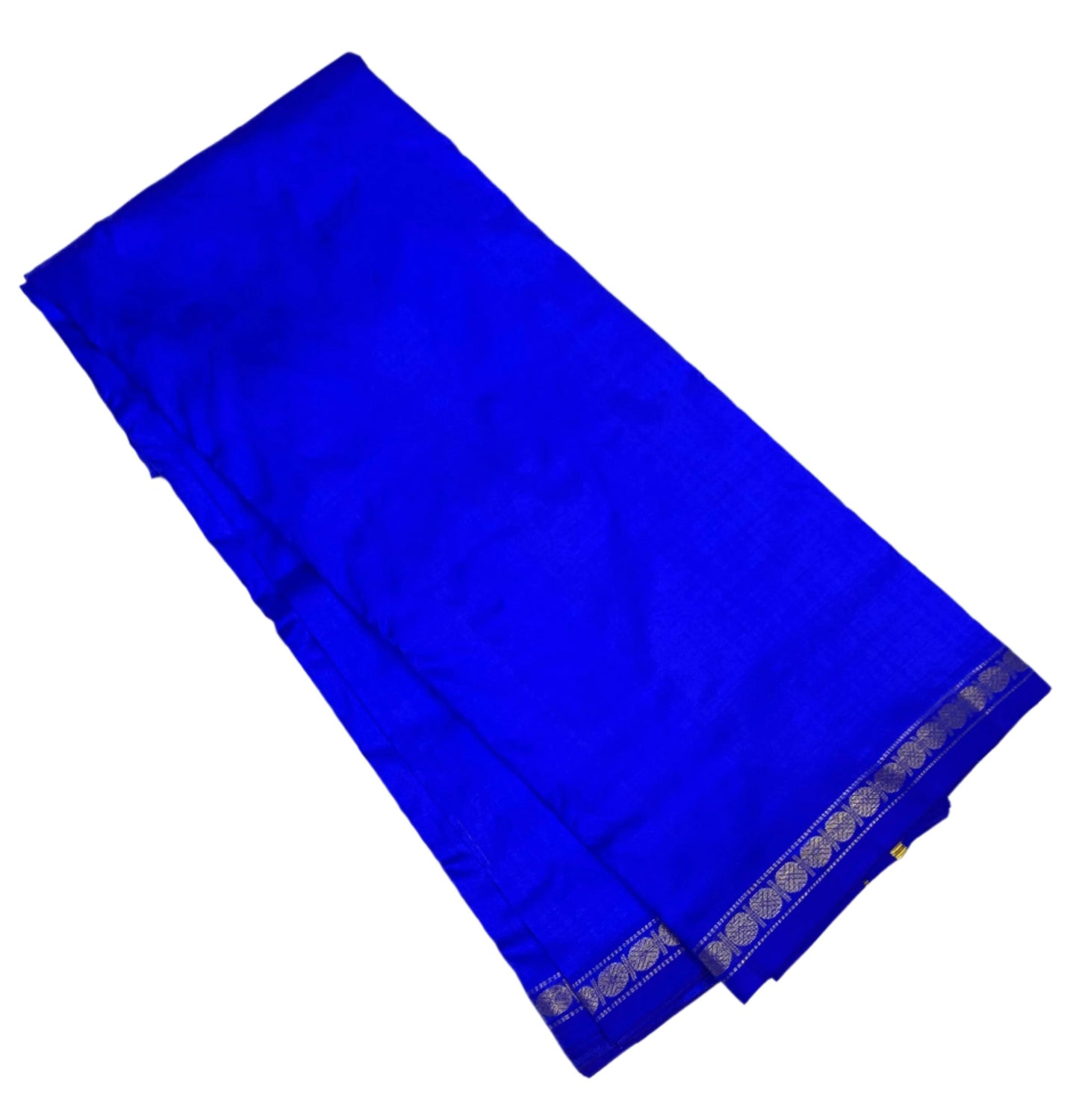 9X5 Pure Silk Dhoti Ink Blue Small Border