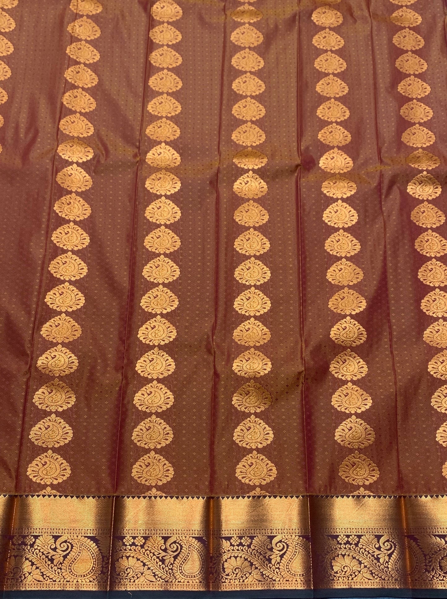 Vegan Silk Saree Brown Colour Saree with Copper Border