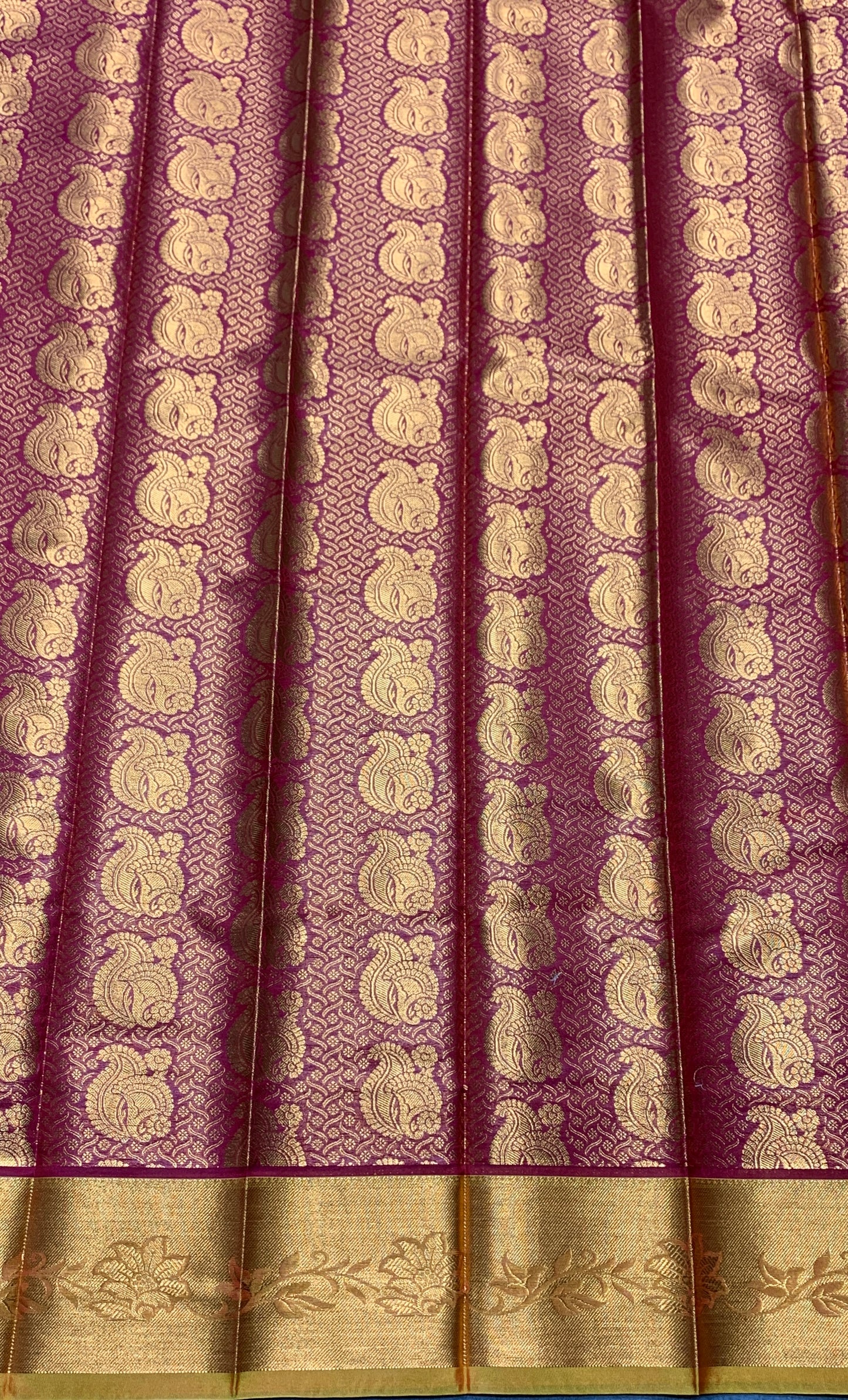 Vegan Silk Saree Maroon Colour with Copper and Golden Yellow Border
