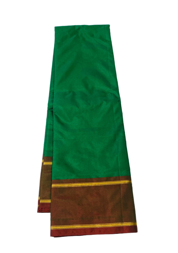 Arani Silk Saree Green Colour with Russet and Golden Border.