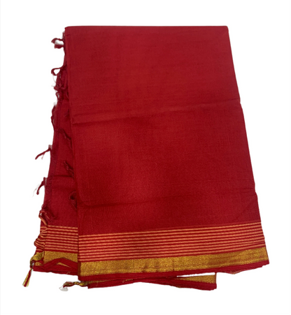 Chettinad Cotton Saree Marron with Zari Border