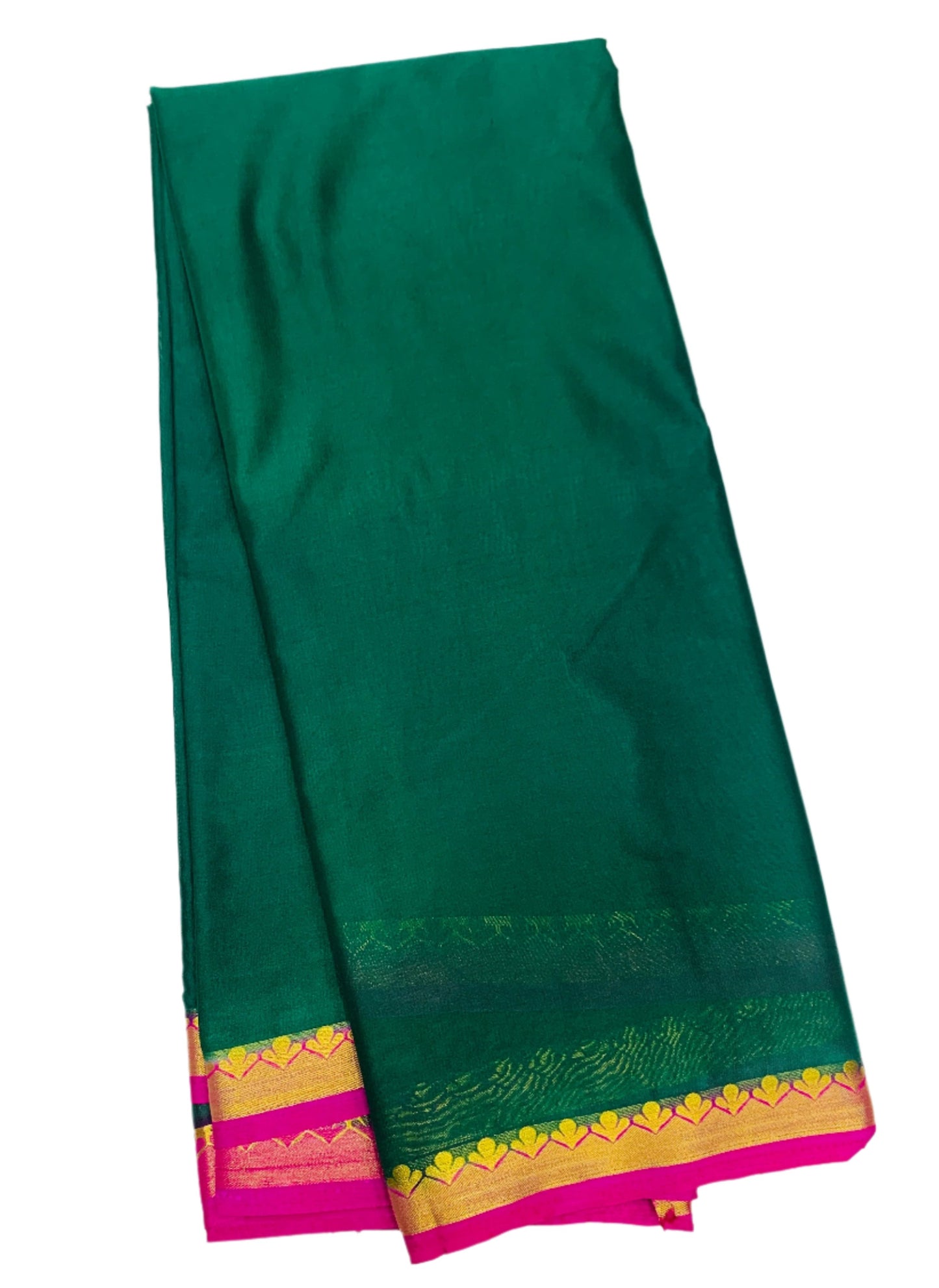 Crepe Saree Green Colour with Floral Design Border