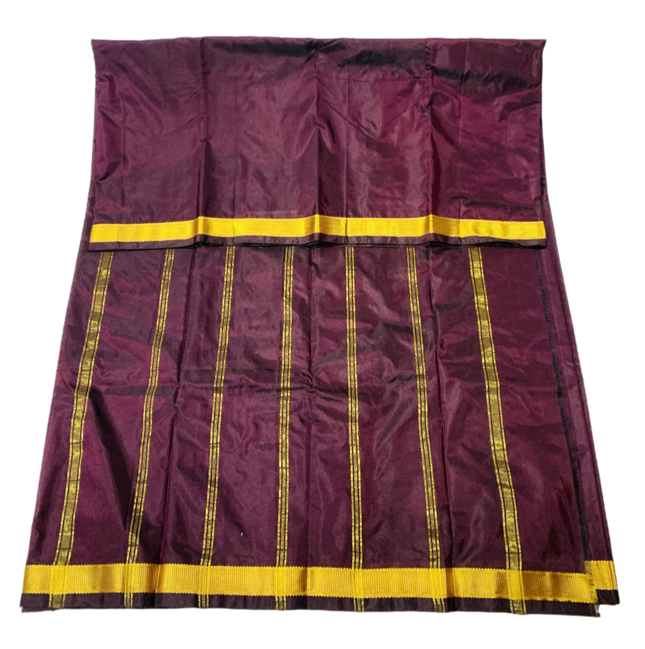 Arani Silk Saree Dark Brown Colour with Golden Border