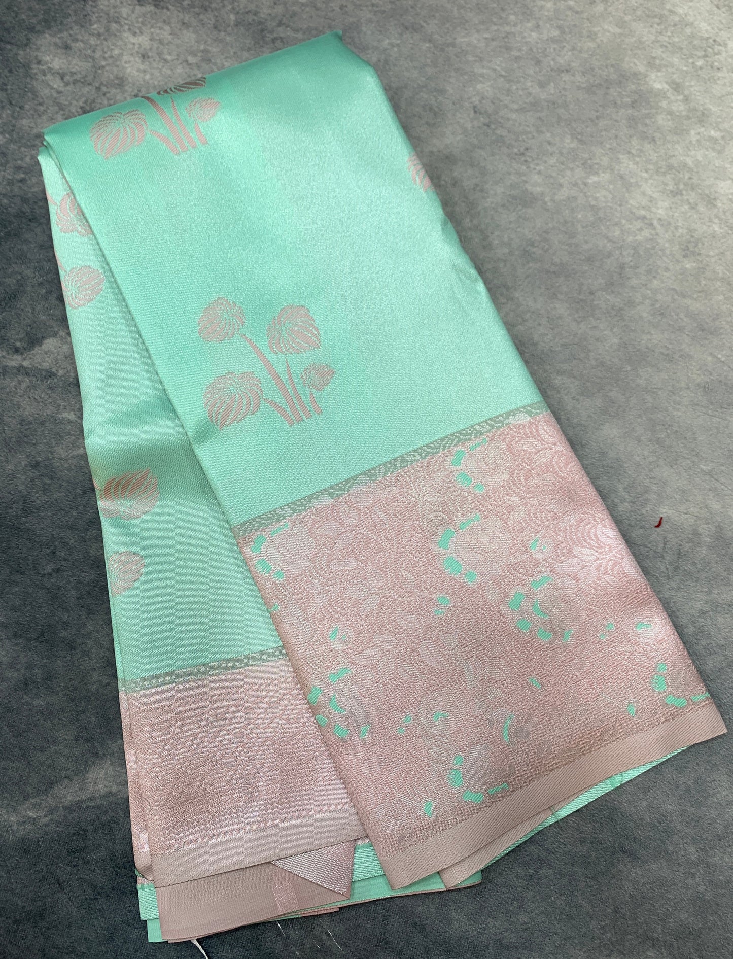 Art Silk Saree Sapphire Colour with Baby Pink Colour Border