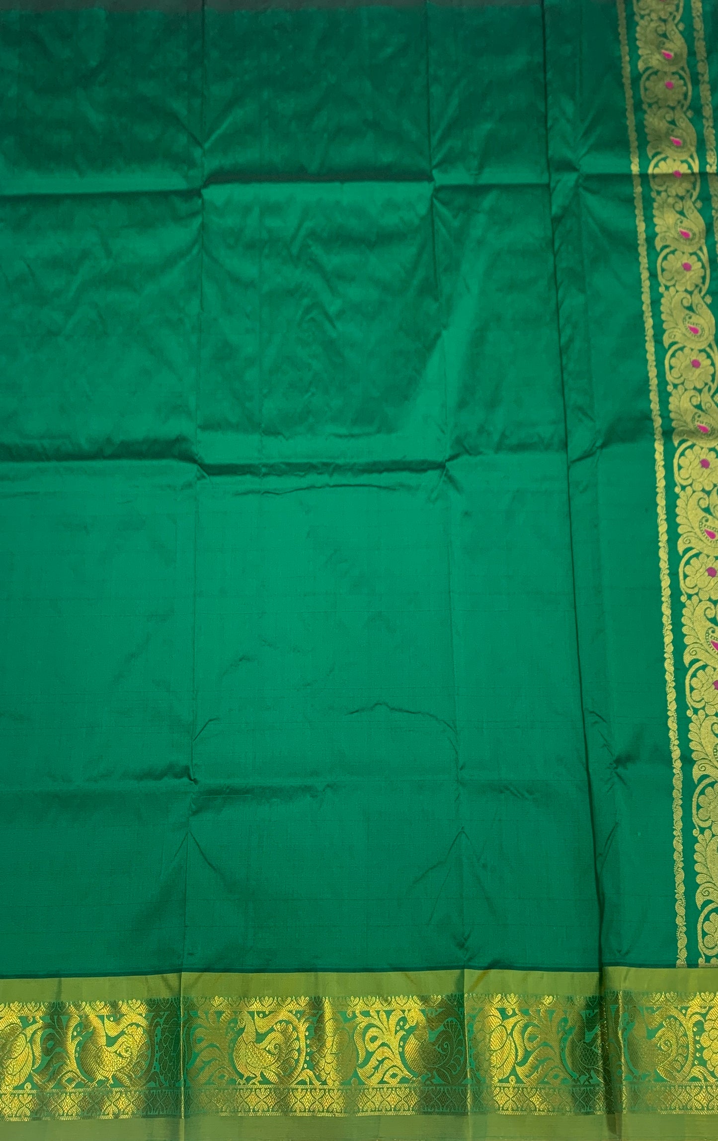 Green shade Semi Silk Kids Pattu Pavadai with Self Border for age above 10 years