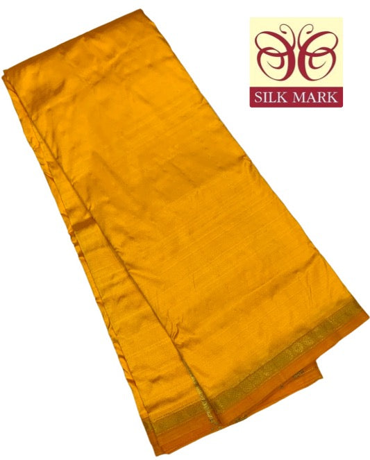 9X5 Pure Silk Dhoti Mustard Small Border