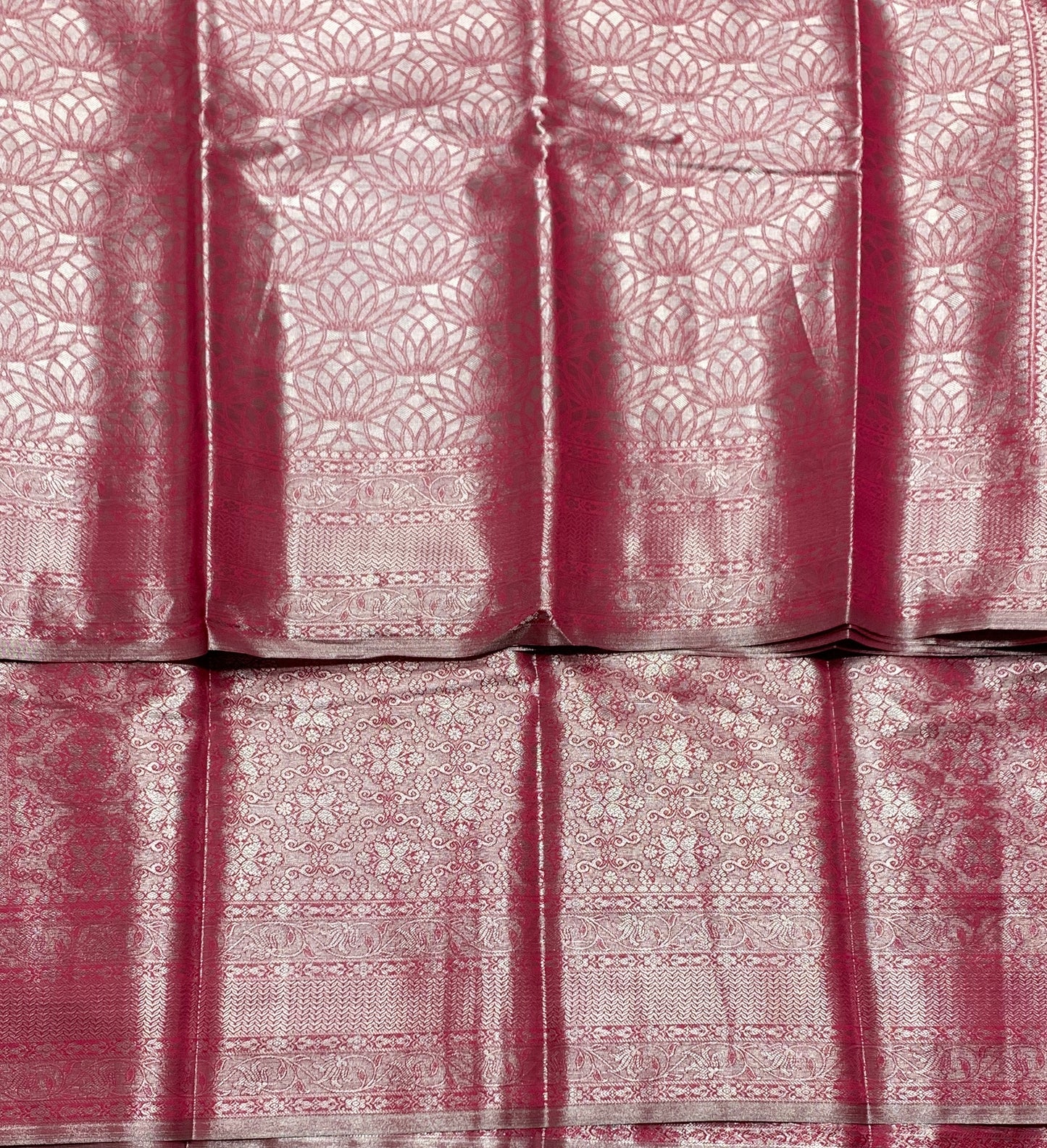 Fancy Tissue Saree  Peachish Pink Colour with Self Design Border