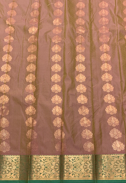 Vegan Silk Saree Brown Colour Saree with Copper Border