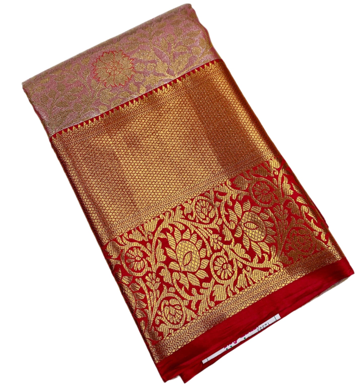 Onion Pink shade Soft Kanchi Tissue Pattu Saree with Maroon border