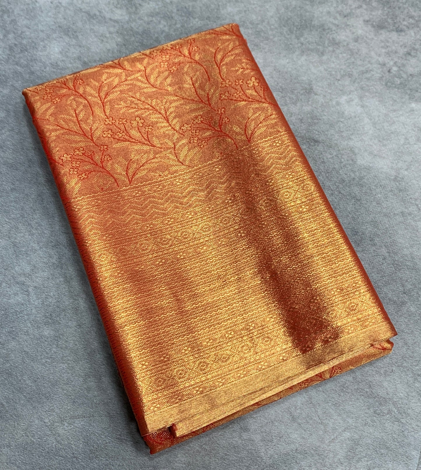 Fancy Tissue Saree Orange Colour with Self Design Border