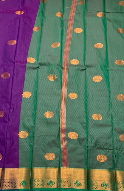 Purple Colour Silk Cotton Saree with Copper Zari Border