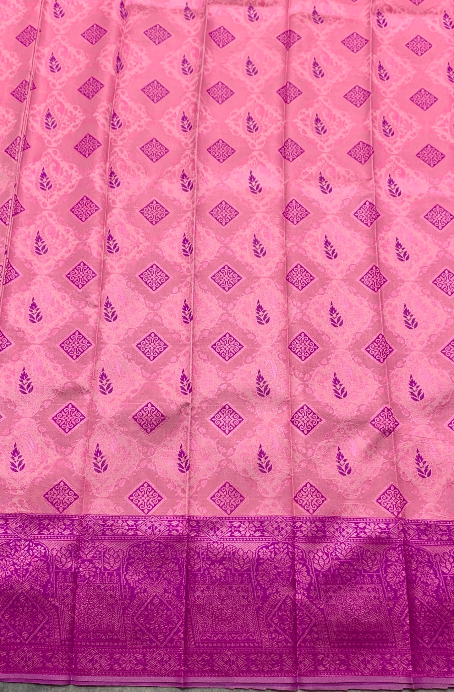 Baby Pink Colour Art Silk Saree with Magenta Border