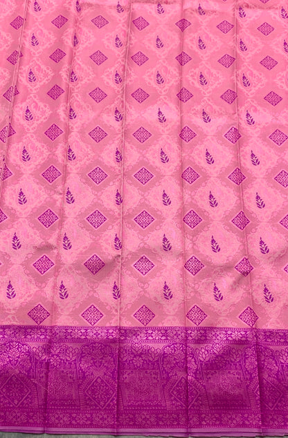 Baby Pink Colour Art Silk Saree with Magenta Border