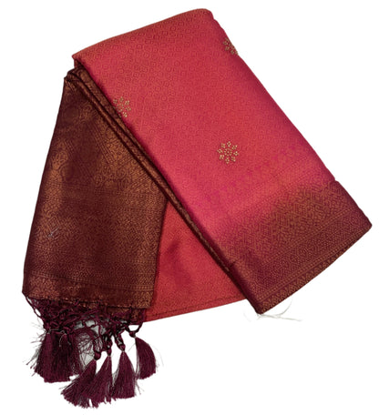 Pink shade kuberra pattu with Brown Pallu