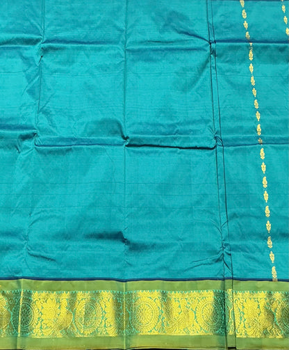 Rama Green Shade Semi Silk Kids Pattu Pavadai with Contrast border for Age 2 to 5 Years