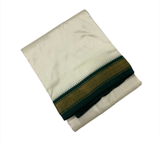 Pure Silk Dhoti 8 Mulam Cream Colour Small Border