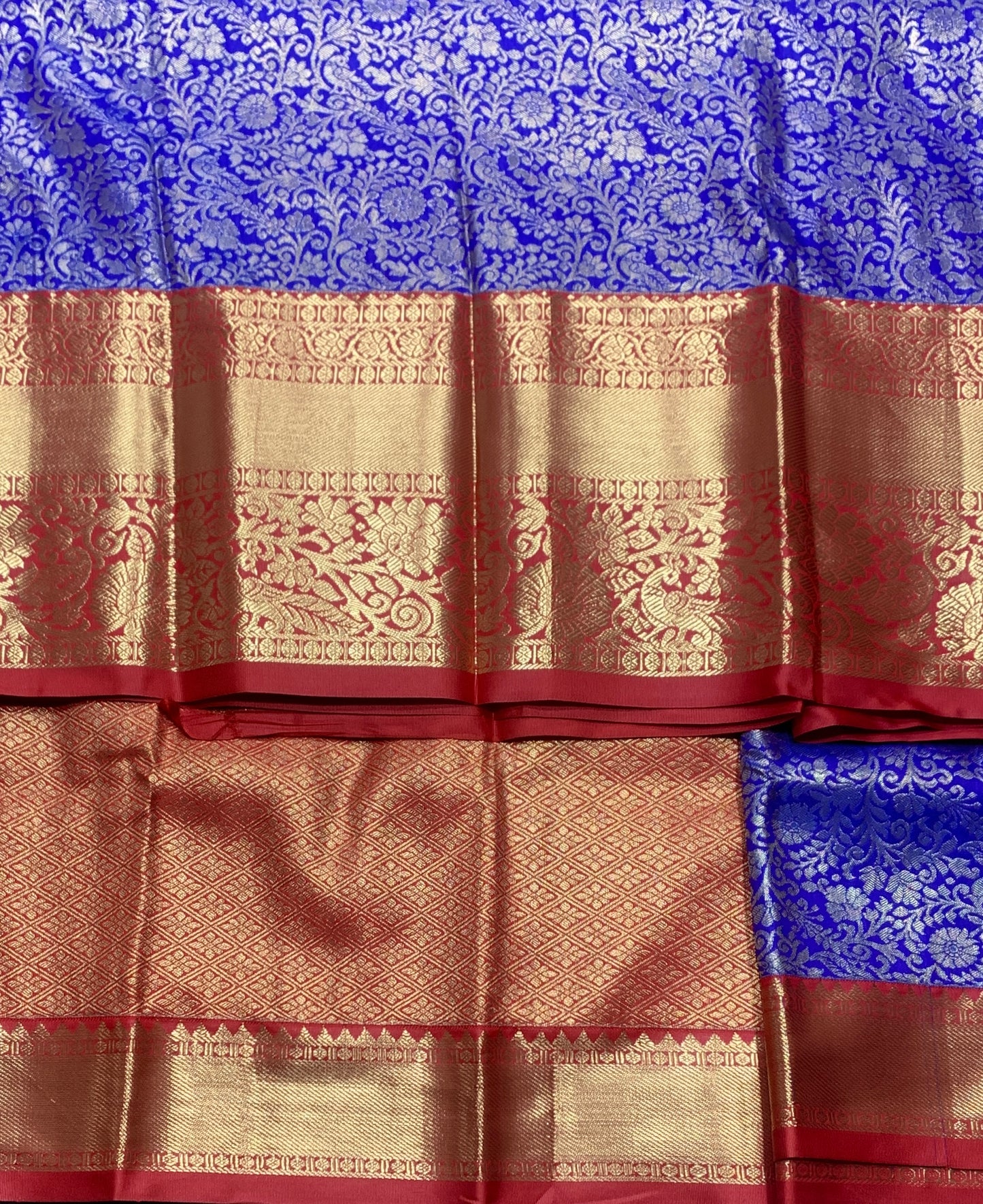 Blue Colour Semi Silk Saree with Big Pink Border