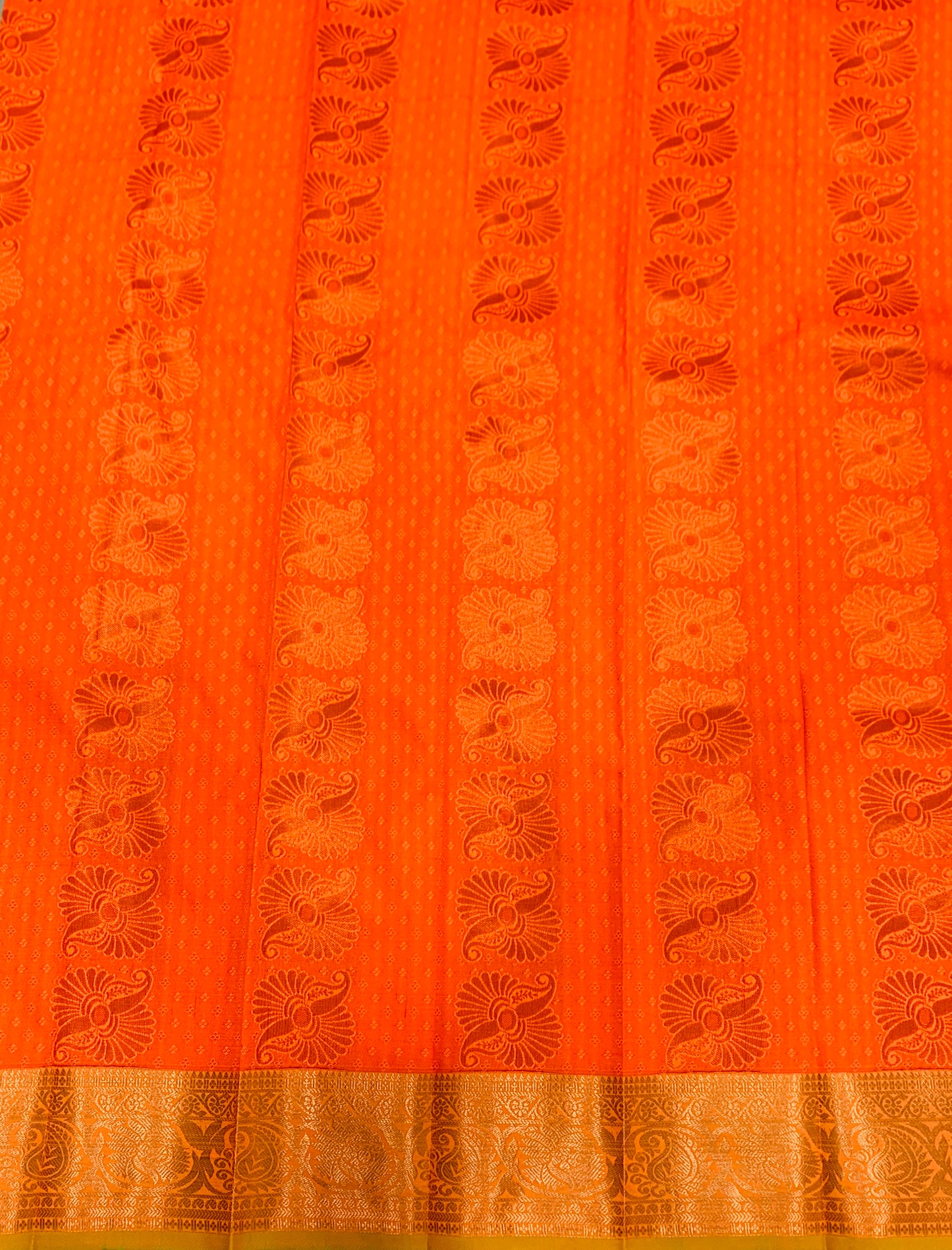 Vegan Silk Saree Orange Colour with Copper Border