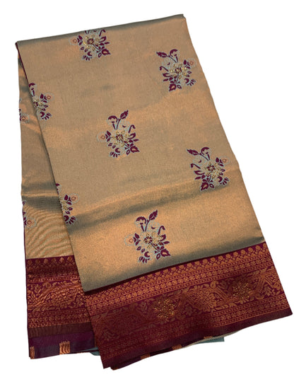 Art Silk Saree Sandal Colour with Maroon Border