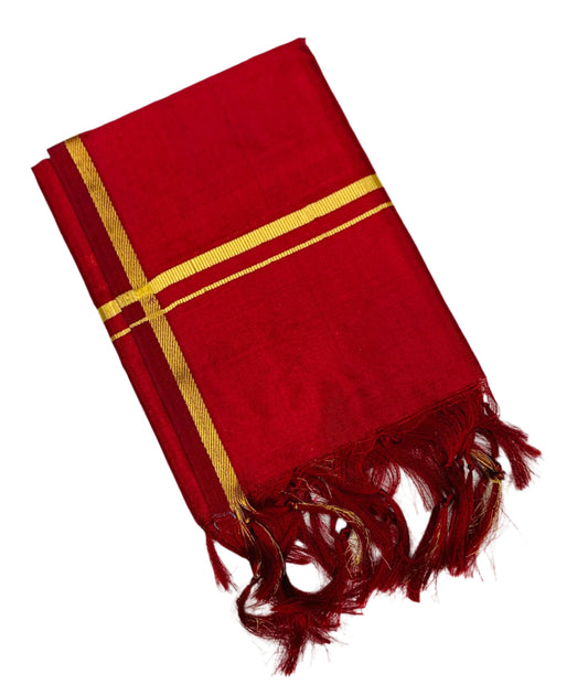 Silk Pooja Towel Maroon Colour