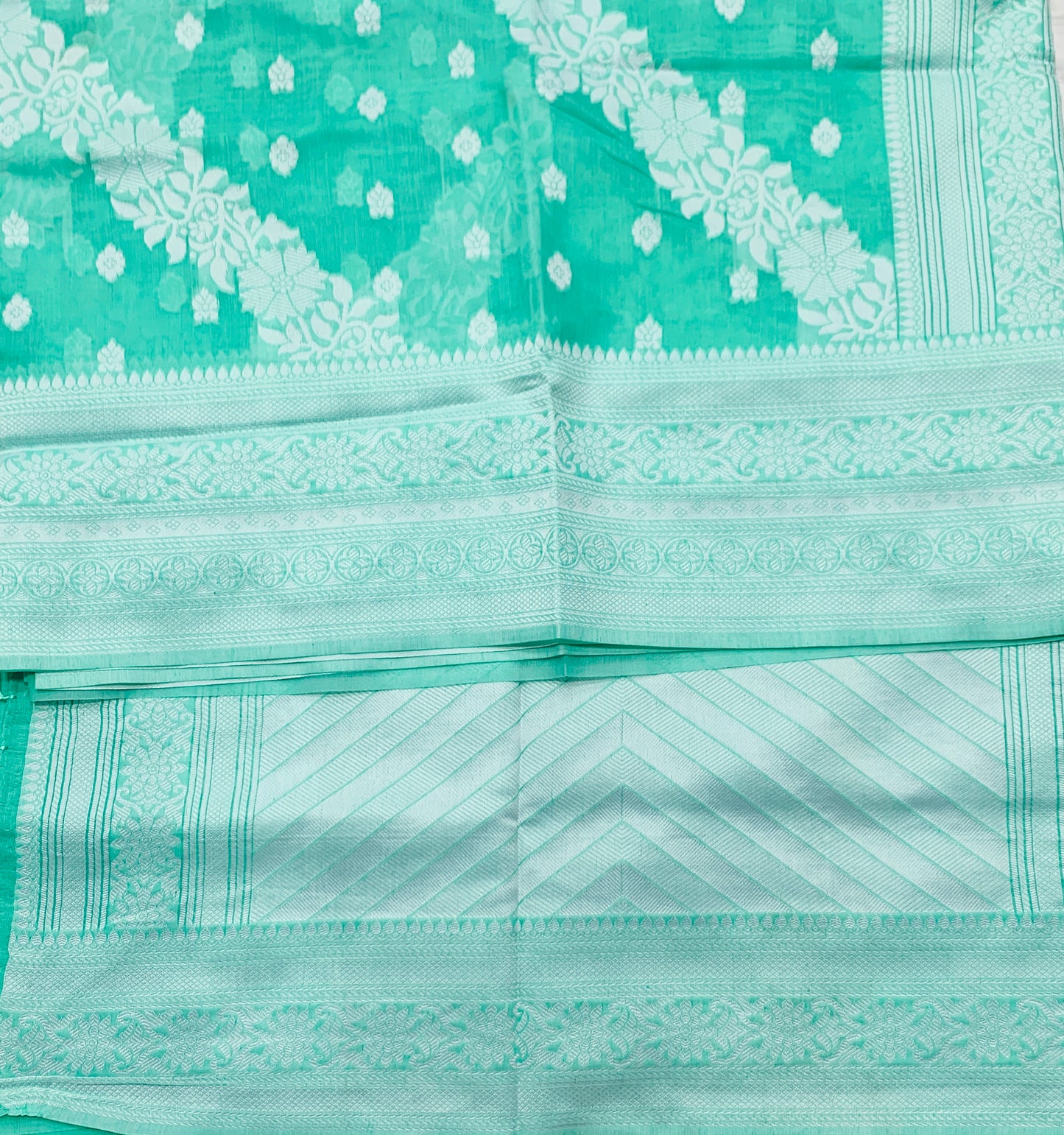 Banaras Katan Saree Sapphire Colour with Katan Work Border