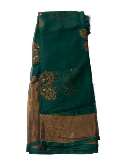 Green saree with Golden border