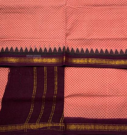 9 yards Cotton Saree Peach Colour with Navapalam Colour Border