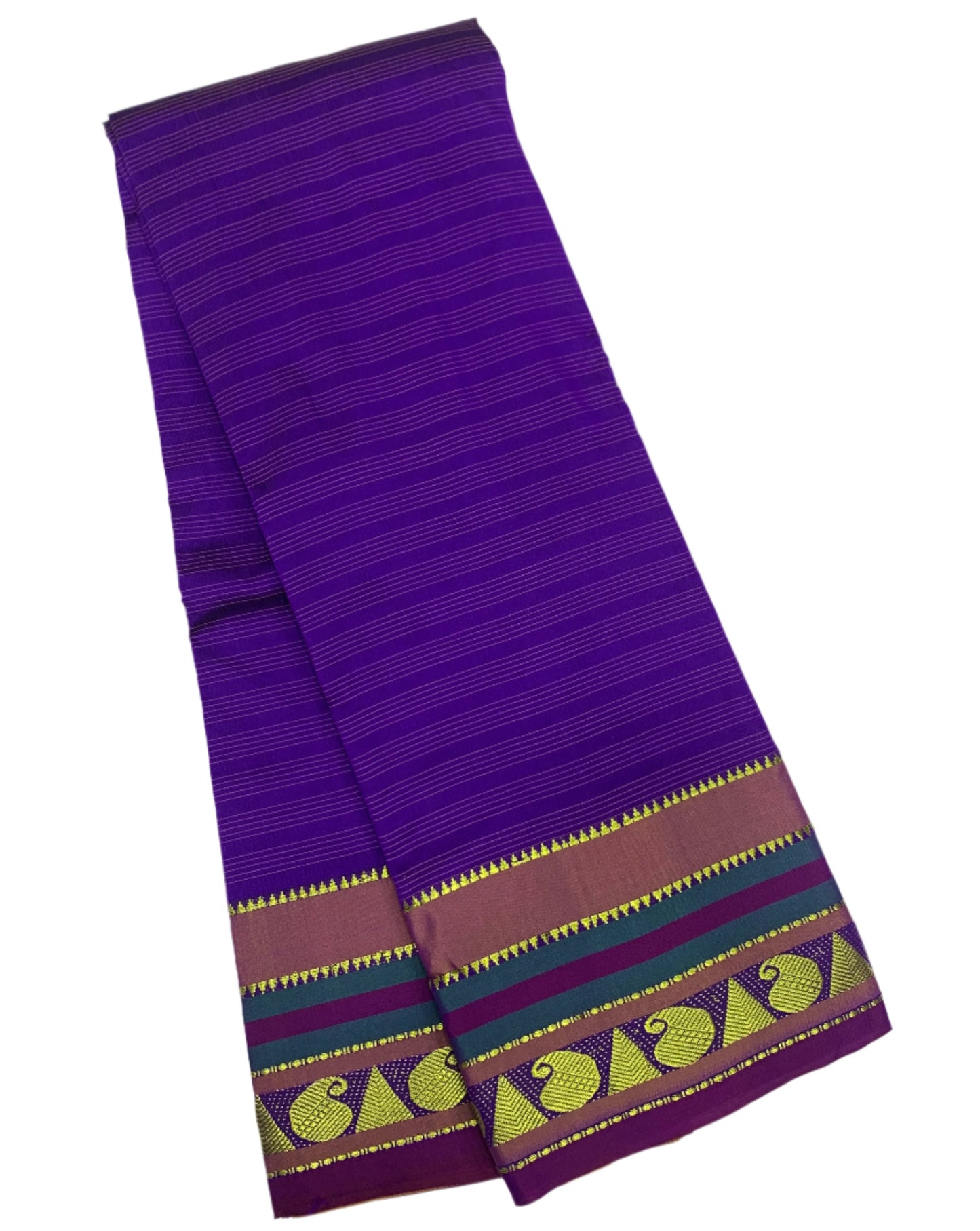 Arani Silk Saree Violet Colour with Magenta Border and Mango Design