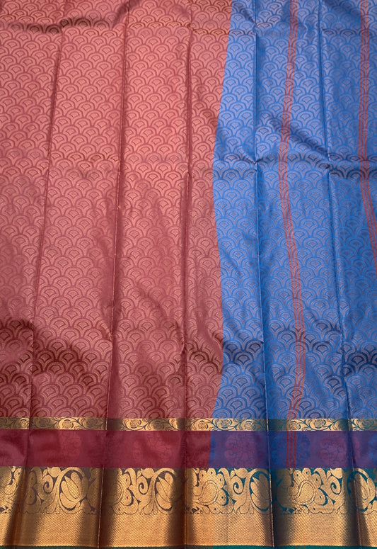 Synthetic Cotton Saree Maroon Shade with Copper Border