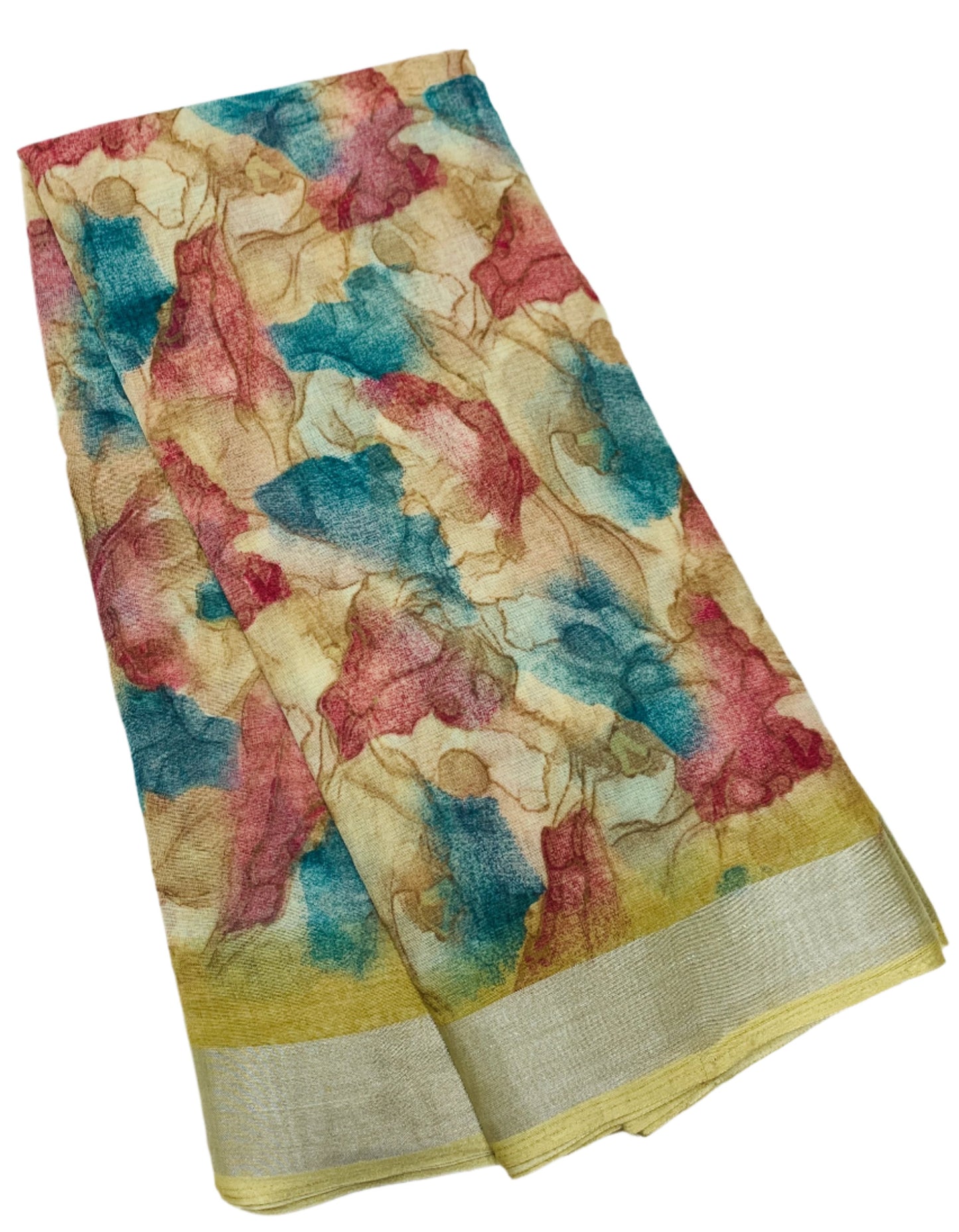 Jute Cotton Saree Mustard Shade with Thread Border