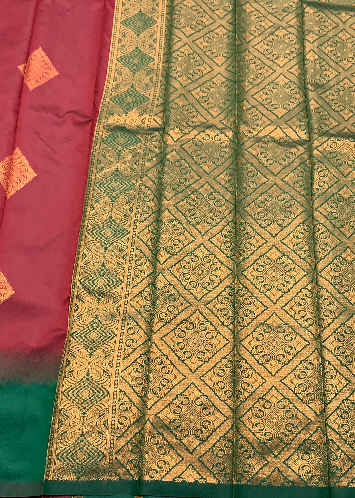 Art Silk Saree Maroon Colour with Green Border