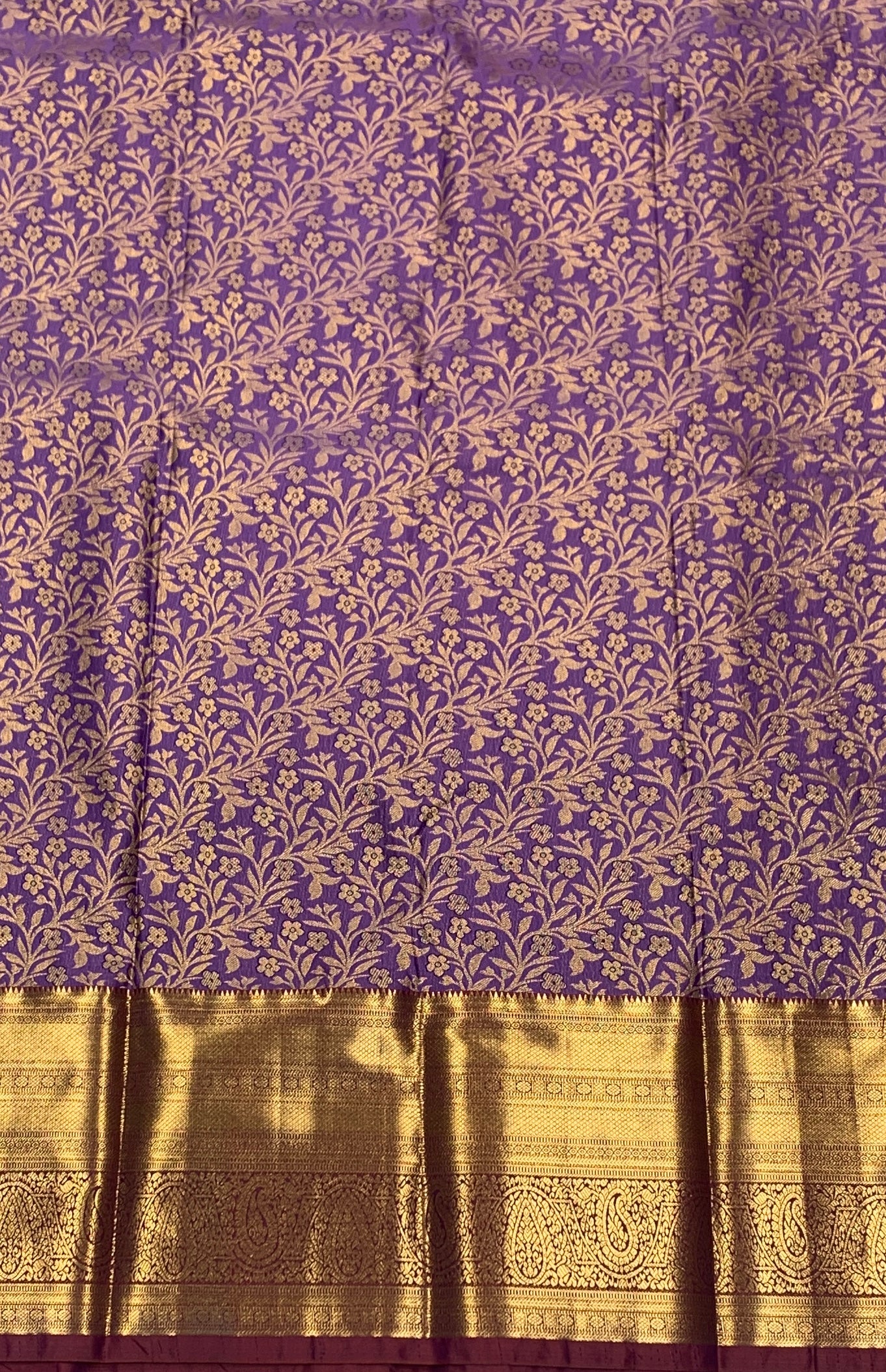 Vegan Silk Saree Lavender Colour with Maroon Colour Border