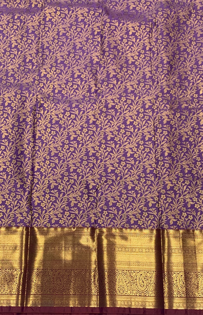 Vegan Silk Saree Lavender Colour with Maroon Colour Border